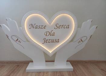 Serce z oświetleniem led. + dłonie dekoracja Pierwsza Komunia