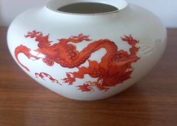 Wazon porcelanowy PGH Meissen czerwony smok Ming