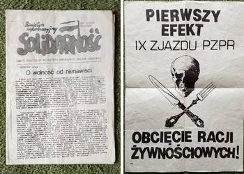 Biuletyn Solidarności i plakat na jednym arkuszu – Gdańsk 1981 unikat.