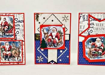 Kartki świąteczne ręcznie robione - zestaw 3 sztuk