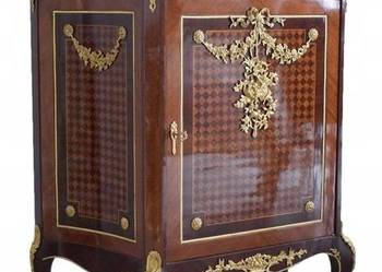 Drewniana Szafka Barkowa - Komoda Szafa - Marmurowy Blat - Barek Szuflady