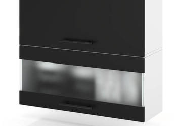 szafka kuchenna wisząca witryna ze szkłem klapowa 80cm spremium czarny mat