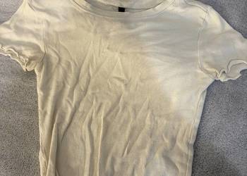 T-shirt / koszulka / bluzka z krótkim rękawem jasnożółta / kremowa