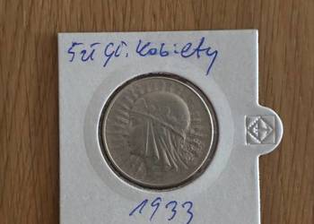 Moneta 5 zl glowa kobiety 1933