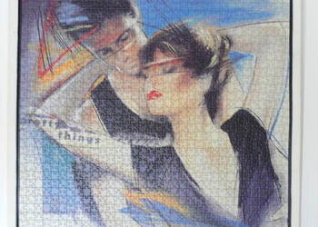 Obraz z puzzli w ramie drewnianej, taniej