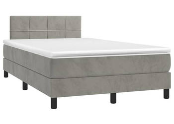 Łóżko kontynentalne z materacem i LED szare aksamit 120x200cm WM-3134393