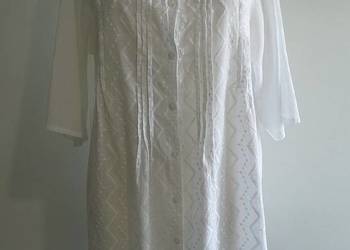 Bluzka Koszula Tunika Bawełniana Biała Haftowana Wygodny Fason Włoska L/XL