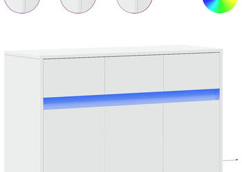 Szafka TV z LED biała 91x34x61 cm materiał drewnopochodny WM-852180