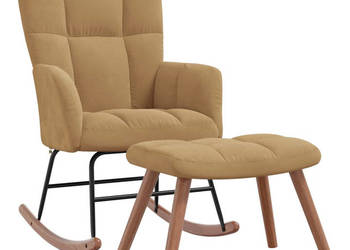 Fotel bujany z podnóżkiem brązowy obity aksamitem WM-328158