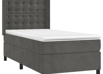 Łóżko kontynentalne z materacem i LED szary aksamit 90x200 cm WM-3139782