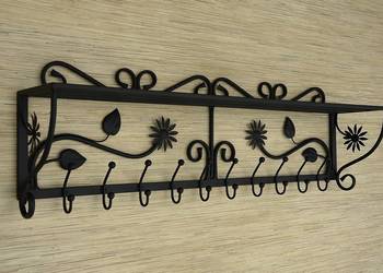 Wieszak z półką 100 cm czarny metalowy z metalu