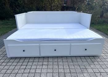 IKEA HEMNES Łóżko Leżanka z 3 szufladami, 2 materace, białe Transport