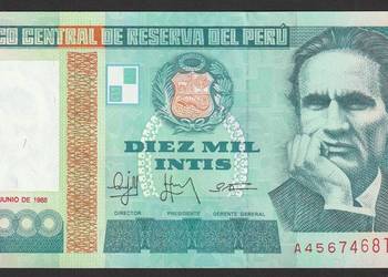 PERU 10000 intis 1988 - Stan bankowy UNC