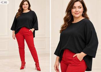 Bluzka damska czarna kimono plus size biust 120 cm-