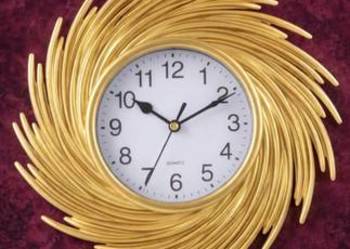 Stylowy zegar*złote słońce * promienie * pióra * glamour