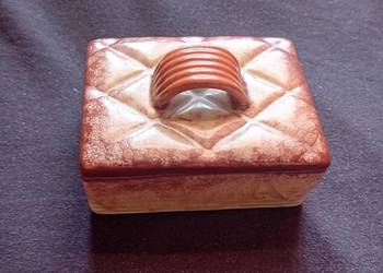 Puzderko ceramiczne z glazurą uranową, Carstens - Georgenthal, lata 30e XXw