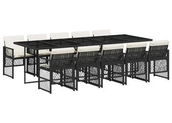 11-cz. zestaw mebli do ogrodu z poduszkami czarny rattan PE WM-3210750