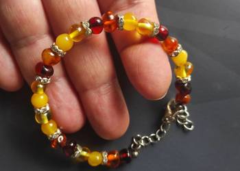 Bransoletka bursztynowa w kolorze mlecznym i koniakowym