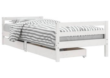 Rama łóżka dziecięcego z szufladami biała 80x200 cm sosnowa WM-834436