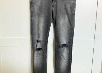 Grafitowe jeansy rurki Tommy Hilfiger spodnie skinny