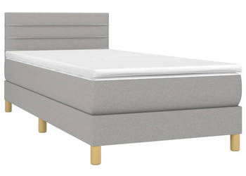Łóżko kontynentalne z materacem jasnoszare tkanina 90x200 cm WM-3140665