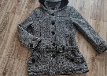 płaszcz zimowy  40 L biało-czarny melanż