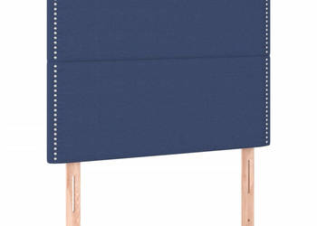 Zagłówek do łóżka z LED niebieski 100x5x118/128 cm tkanina WM-3122280
