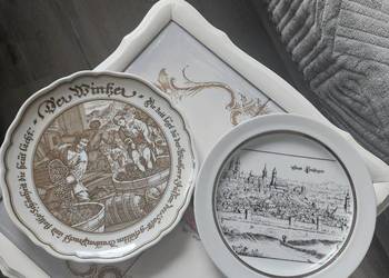 Dwa porcelanowe talerze ozdobne