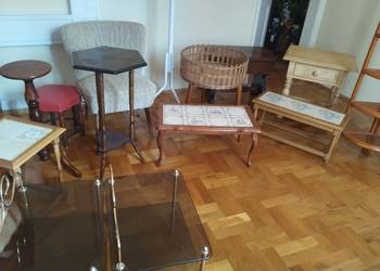 wyprzedaż mebli tanio kwietnik stolik szafka