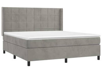 Łóżko kontynentalne z materacem i LED szare aksamit 180x200cm WM-3139577
