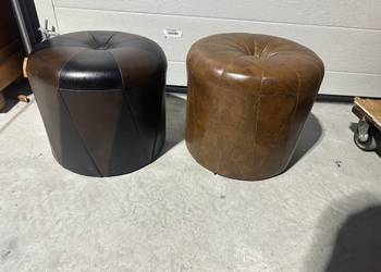 Ładna okrągła pufa ze skóry