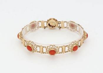 Złota bransoletka z koralem 14k