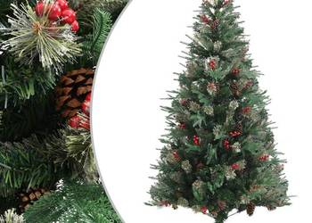 vidaXL Choinka z szyszkami, zielona, 225 cm, PVC i PE(SKU:340528)