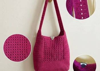 Duża, ażurowa torba na ramię crochet, ręcznie robiona
