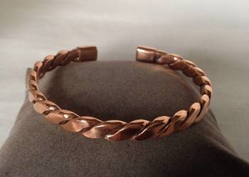 Bransoletka Miedziana – dł. wew. 17cm, szer. 7mm - Splot Spiralny