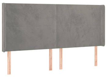 Zagłówek uszak jasnoszary 163x16x118/128 cm aksamit WM-3119354