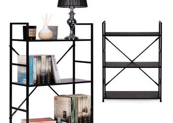 Regał drewniany metalowa rama szeroki LOFT 3 półki czarny ModernHome