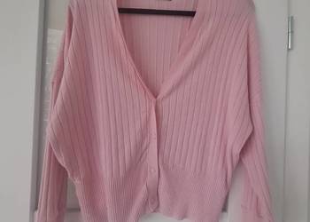 Komplet kardigan + top w delikatne prążki, rozmiar L, stan idealny