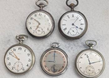 Zestaw 5 vintage zegarków kieszonkowych zenith longines