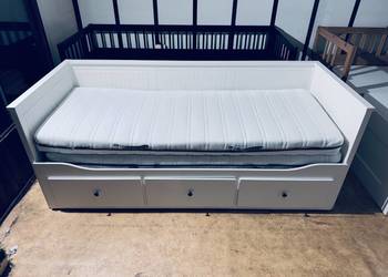 IKEA HEMNES Leżanka Łóżko z 3 szufladami, 2 materace ,białe Transport