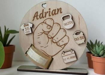 Drewniana Metryczka na Opaskę Szpitalną Dziecka