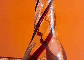 Kolekcjonerski wazon „Smuklak” – Szkło Artystyczne PRL rwane pasmowe New L