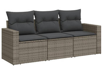 3-częściowa sofa do ogrodu z poduszkami szara polirattanowa WM-3218650