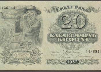 ESTONIA 20 KORON 1932 - STAN BANKOWY UNC -