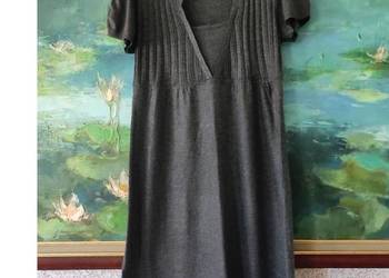 sukienka tunika elegancka ciepła wełniana 100% wełna warkocze kardigan