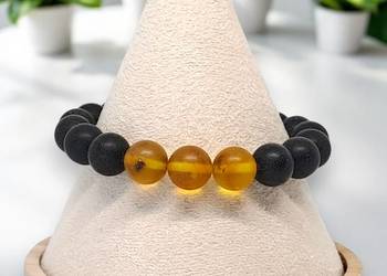 Bransoletka z bursztynu, BURSZTYN bałtycki kulka matowa #834