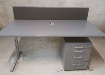 Biurko 160x80 szare regulowana wysokość "Nowy Styl" wersja Premium, +ściank