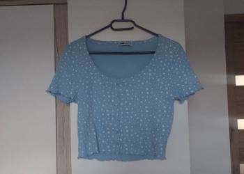 Top damski FB Sister | rozmiar L | jasnoniebieski w kwiatki | falbanki