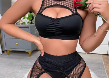 komplet zestaw strój pole dance czarny