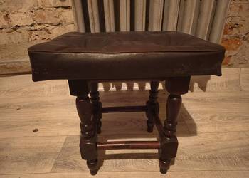 Taboret pufa krzesło z obiciem skórzanym PRL OKAZJA